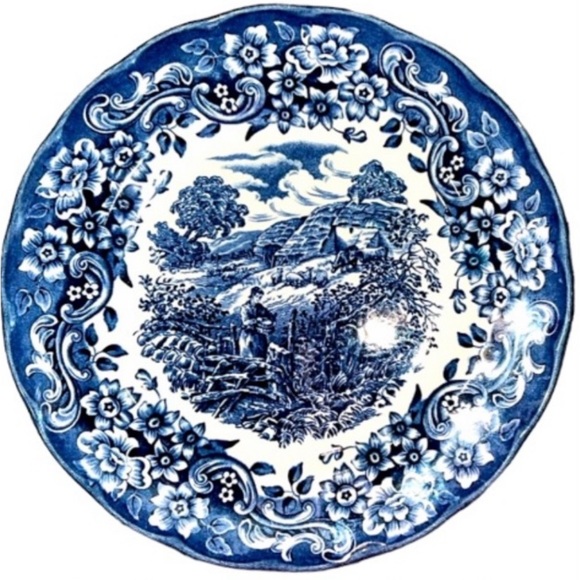 Red River Ironestone Other - BLUE WHITE 17th CENTURY ENGLAND IRONSTONE PLATE 9” “RED RIVER” DELFT BLUE STYLE